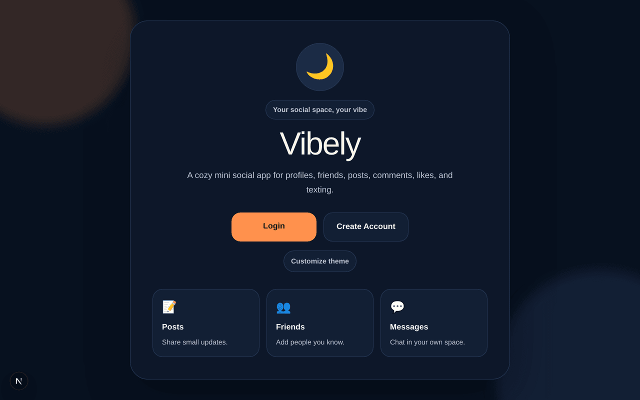 Vibely — demo build screenshot